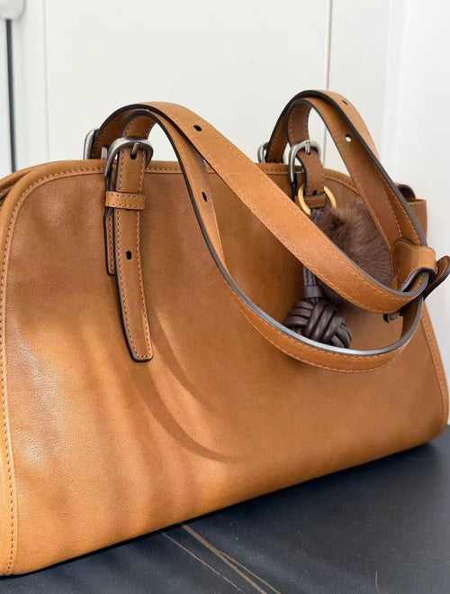 Chestnut Satchel Shoulder Bag with Large Capacity